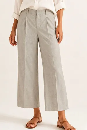 Lafayette 148 New York NWT taupe melange pleat crop pant 4 thumbnail 1