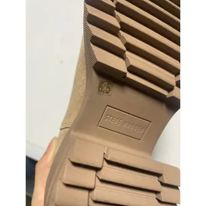 Steve Madden Suede Ankle Boots Womens 6.5 Tan Lug Sole Chunky Heel Turn-Lock Edg thumbnail 4