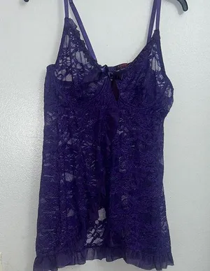 Purple Lace Chemise Babydoll XL thumbnail 1