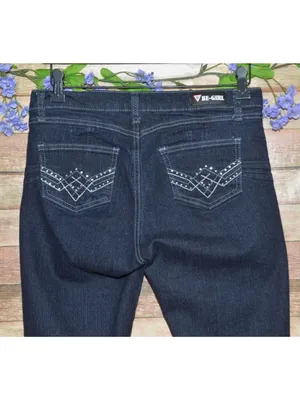 BE-GIRL Stretch Jeans Size 9/10 Dark Wash Boot Cut Embellished Pockets Butt Lift thumbnail 5