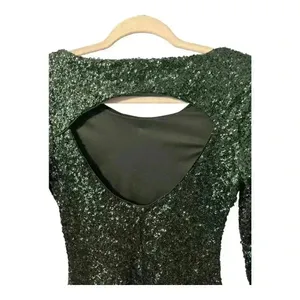 Express‎ Green Sequin Mini Sheath Open Back Dress, Size 2 thumbnail 6