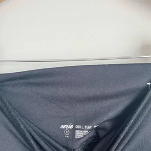 Aerie Black Fleece Lined High Rise Ruffle Pleat Side Leggings Size Small thumbnail 4