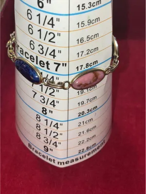 Vintage Egyptian Revival Gold Tone Multi-Stone Oval Cabochon Link Bracelet 7.25” thumbnail 4