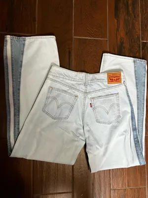 Levi’s Light Wash Denim Jeans Super Low Two Toned Wide Leg High Rise Size 28 thumbnail 4