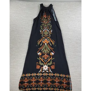 MSK Halter Maxi Dress Womens S Black Floral Tie Band Neck Vacation Summer Boho thumbnail 12
