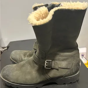 UGG Charcoal Boots with Shearling Trim thumbnail 1