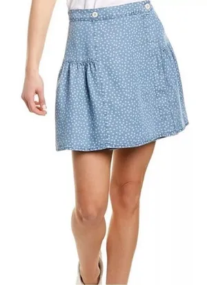 NWT Madewell Womens Shirred Wrap Mini Skirt In Indigo Daisies Blue Floral Size 4 thumbnail 1