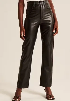 Abercrombie and Fitch Vegan Leather 90s Straight Pant thumbnail 2