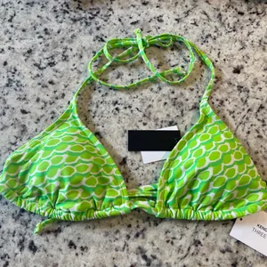 Kendall + Kylie Bikini Set Women XL Kiwi Green Geometric Triangle Side Tie‎ NEW thumbnail 3