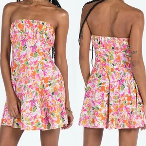 Hello Molly Strapless Floral Mini Dress Pink Sz 10 thumbnail 2