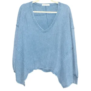 We the Free people Women's Coraline Thermal V-Neck Top FP oversized long sleeve thumbnail 2