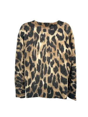 Young Fabulous & Broke Fuzzy Leopard Print V-Neck Sweater Size S/M Indie Casual thumbnail 7