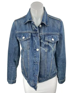 Gap Women's Blue Long Sleeve Medium Wash Pocket Button Up Denim Jacket Size XS thumbnail 1