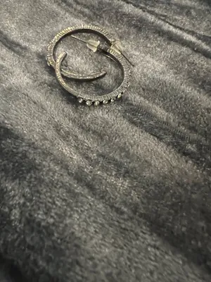 Black Hoop Earrings with Textured Detail thumbnail 2