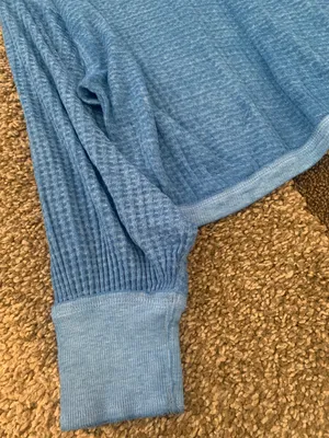 Free People Size XS, Blue Waffle Sweater Top thumbnail 2