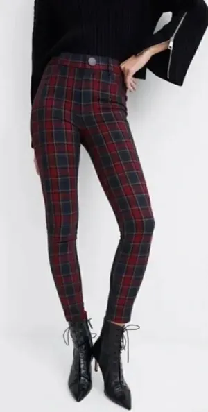 ZARA Plaid Skinny Trouser Pants thumbnail 1