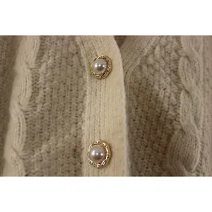 Sugar Moon Cream Cable Knit Pearl Button Cardigan - XL - NWT thumbnail 4