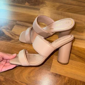 Cole Haan Women's Block Heel Sandals‎ tan Leather classic wedding size 9 career thumbnail 2