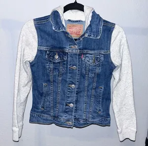 LEVI’S Women’s Hybrid Denim Hooded Trucker Jacket XS thumbnail 3