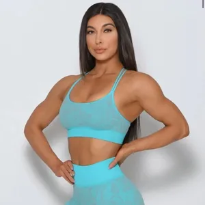 Bombshell Blue and Grey Snake Print Seamless Strappy Sports Bra Size XS/S thumbnail 1
