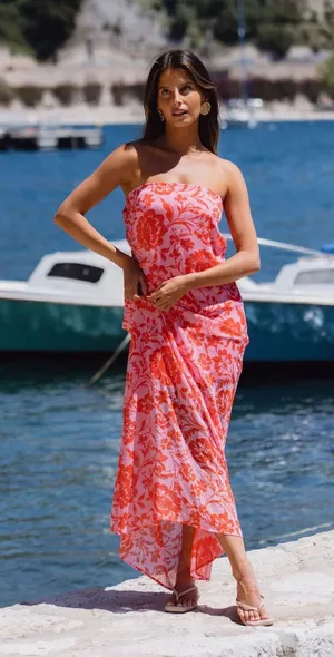 NWT 12TH TRIBE Mon Cherie Floral Strapless Maxi Dress thumbnail 1