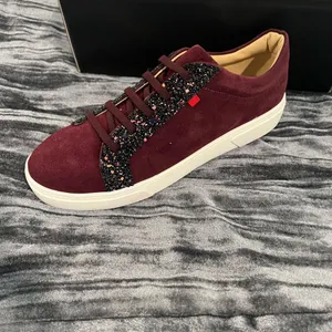 Burgundy Suede Sneakers with Glitter Accents by Marc Joseph thumbnail 1