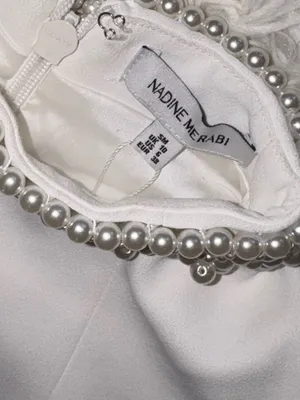 NEW Nadine Merabi White Audrina Athena Beaded Long Sleeve Minidress Sz 6 thumbnail 9