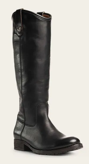 Frye Melissa Double Sole Button Lug Tall Leather Boot Women's Black Size 6 thumbnail 1