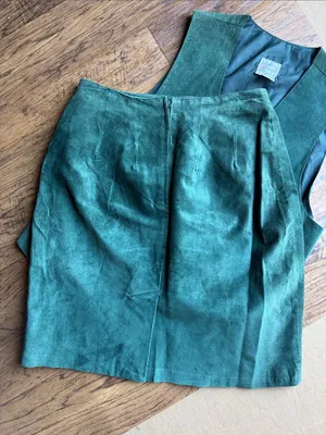 Hasting & Smith Vintage Green Suede Vest & Skirt Set Medium thumbnail 4