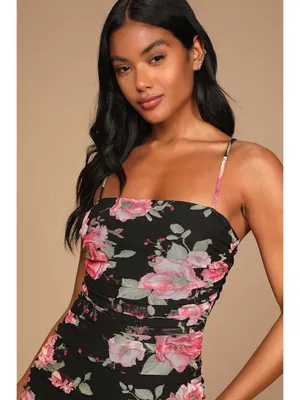 LULUS Stun and Only Black Floral Midi Gown Size Small NEW NWOT thumbnail 3