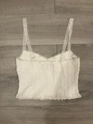 Edikted Knit Tie White Lace Tank Top thumbnail 4