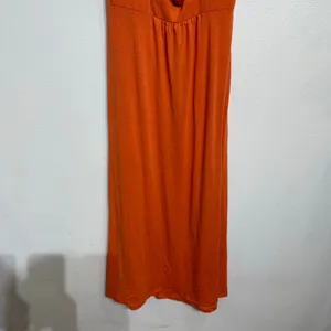 Blaxident Orange Halter Maxi Dress Flowy Empire Waist Sz L thumbnail 4