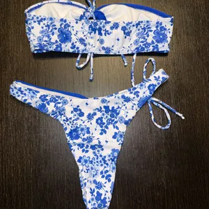 Blue Floral Girls' Two-Piece Swim Set thumbnail 2