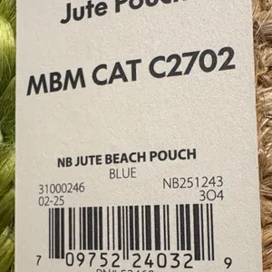 No Boundaries NWT Woven jute Clutch with Blue and Green Stripes thumbnail 7