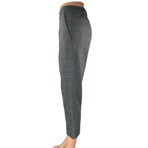 Aritzia Babaton Atelier Gray Wool Plaid High Rise Tapered Trousers Pants Size 2 thumbnail 2
