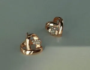 18K Gold Plated Love Heart Stud Earrings for Women thumbnail 3