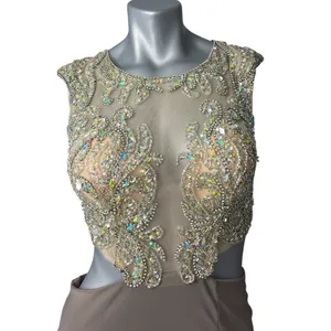 Jasz Couture Dress Taupe Size 4 Prom Dress Cut Out Sequins Sheer Gown Formal thumbnail 2