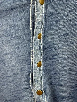 We The Free Oversized Blue 100% Cotton Love This Henley Top - Size - Small thumbnail 7