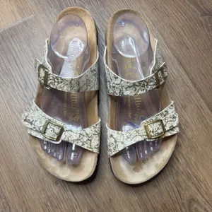 Papillio Women's Sydney Double Strap Sandals Cream Gold Marble Size 42 L11 thumbnail 2