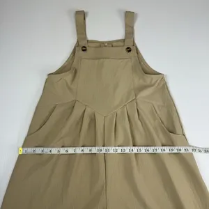 Tan Overalls Baggy Jumpsuit Sleeveless Wide Leg Romper Size Medium Lightweight thumbnail 4
