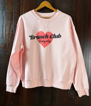 Wildfox Brunch Club Pink Crewneck Sweatshirt Medium thumbnail 1