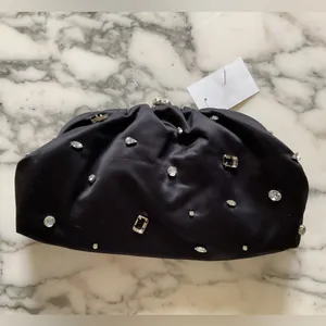 NWT J Crew Satin rhinestone clutch missing 4 rhinestones thumbnail 3