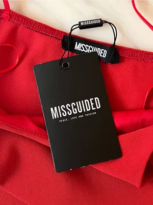 Missguided Red Bodycon Midi Dress Side Slit Spaghetti Strap NWT US 6 thumbnail 7