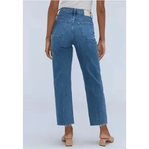 Everlane The Way-High Jean 27L Distressed Raw Hem Straight Leg Blue Denim 27 L thumbnail 2