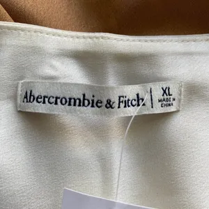 Abercrombie Satin Ethereal Clean Minimalist Colorblock Slip Dress XL Brown White thumbnail 6