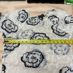 Laundry‎ by Shelli Segal Boho Sheer Mesh Black Floral Embroidered Top Blouse Sm thumbnail 9