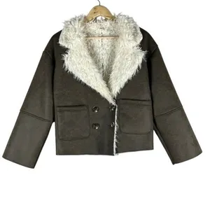 Raga Faux Shearling Jacket Womens M‎ Brown White Boho Shaggy Retro Hippie 70s thumbnail 3