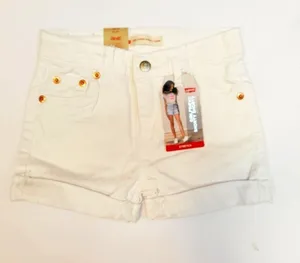Levi's White Girlfriend Shorty Denim Shorts Girl's Size 6x thumbnail 1