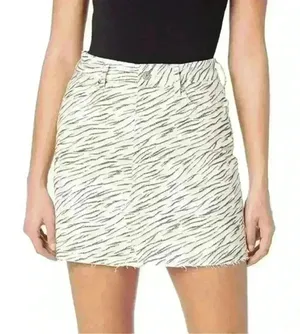 Paige Mini Denim Skirt Zebra Cotton Jean Skirt Size‎ 31 thumbnail 1