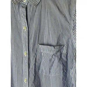 Old Navy The Tunic‎ Shirt Women Medium Blue White Striped Button Down Cotton thumbnail 6